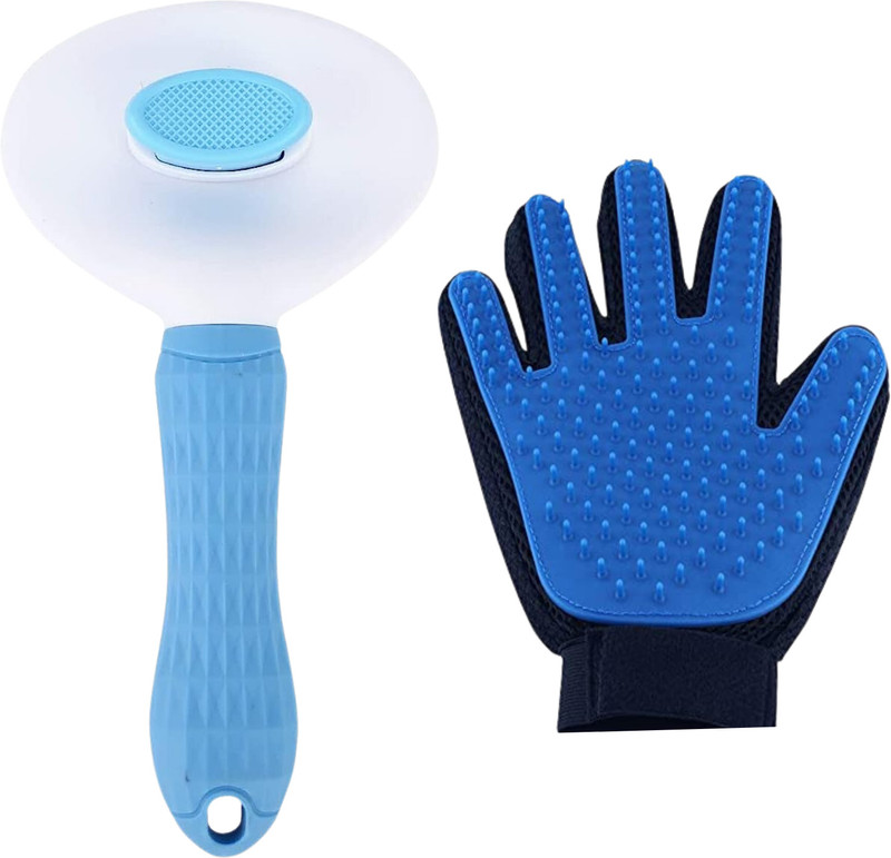 Emily Pets Slicker Dog Comb Brush & Bath Glove (Dog Gloves + Brush)(Pack of 2) Basic Comb for Dog & Cat