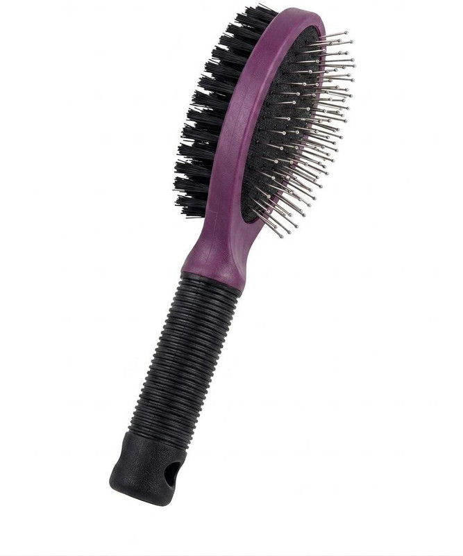 SniffyHub Double-Sided Dog & Cat Grooming Brush, Pin & Bristle, Non-Slip Handle Plain/ Bristle Brushes for  Dog & Cat