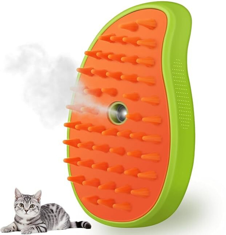 VAJIN 2 in 1 Mango Shape Pet Steam Brush Basic Comb for Cat