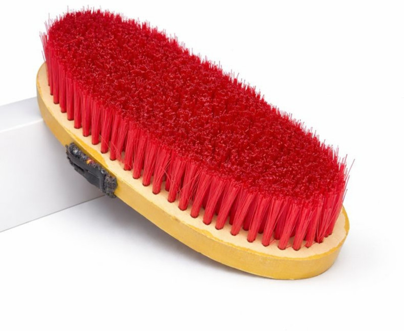 ZoOwill Yellow Wooden Base with Hand Strap, Oval Shape wooden brush Plain/ Bristle Brushes for Horse, Donkey, Cow, Miniature Pig
