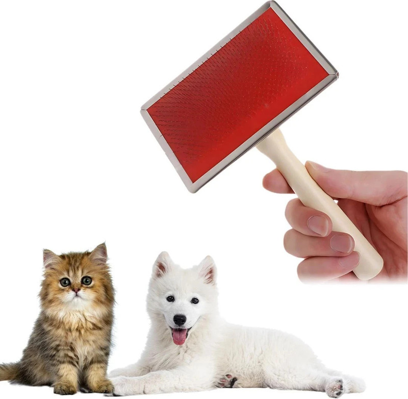 Petfun Grooming Wooden Slicker Hair Brush For Dogs, Cats & Puppies, Slicker Brushes for Dog & Cat