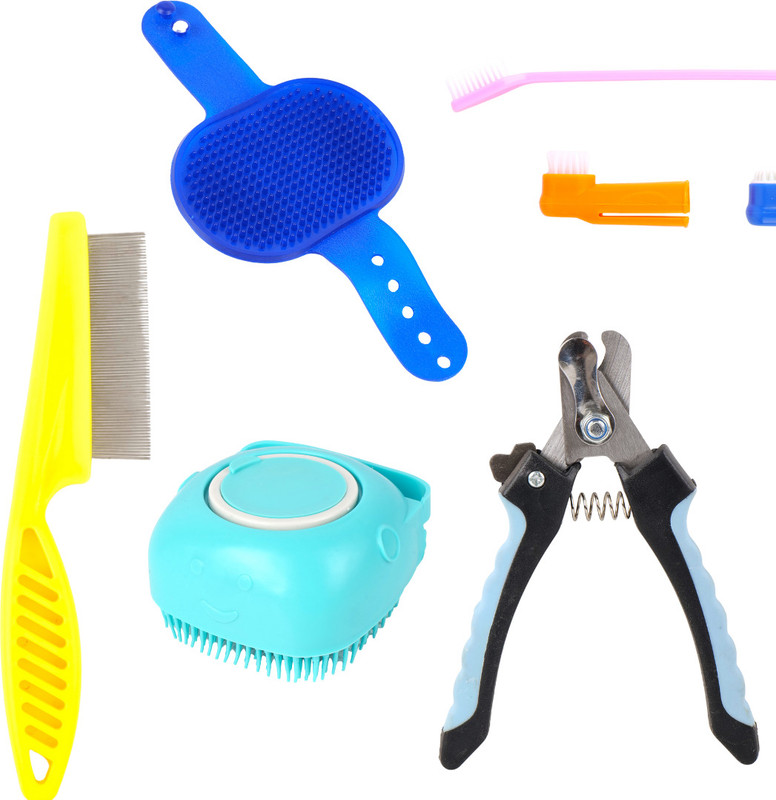 Regiis Dog Grooming Accessories Combo with Comb Bath Brush and Nail Clipper Grinder Nail Clipper(For Dog)