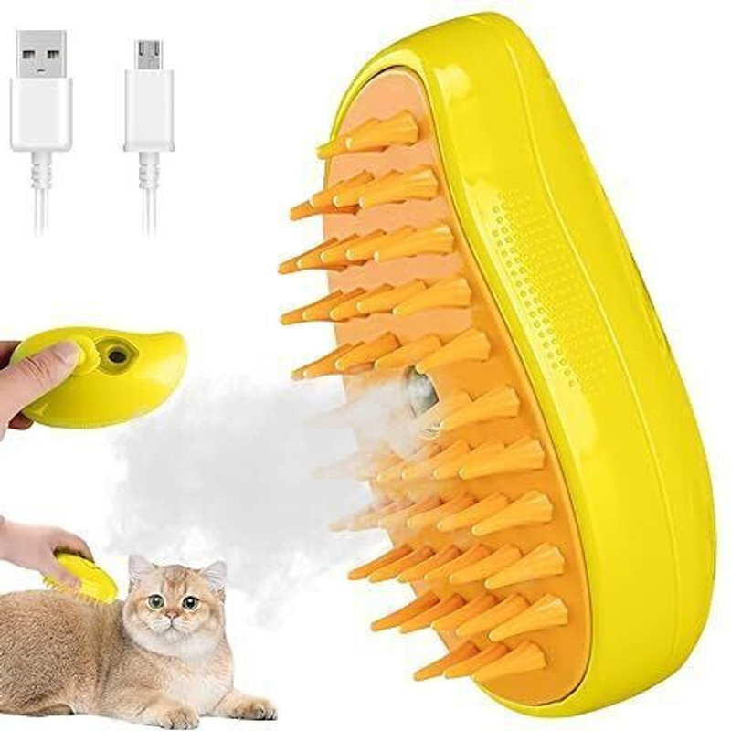 decorvaiz Cat Steam Brush - 3 In1 Steamy Cat Brush | Slicker Brushes for Dog & Cat