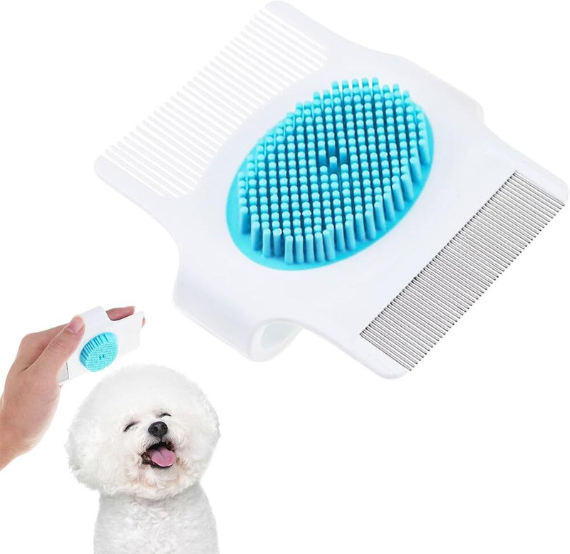 HANNEA Cats Grooming Brush Dual Head Hair Deshedding and Bathing Brush Tool Slicker Brushes for  Dog & Cat