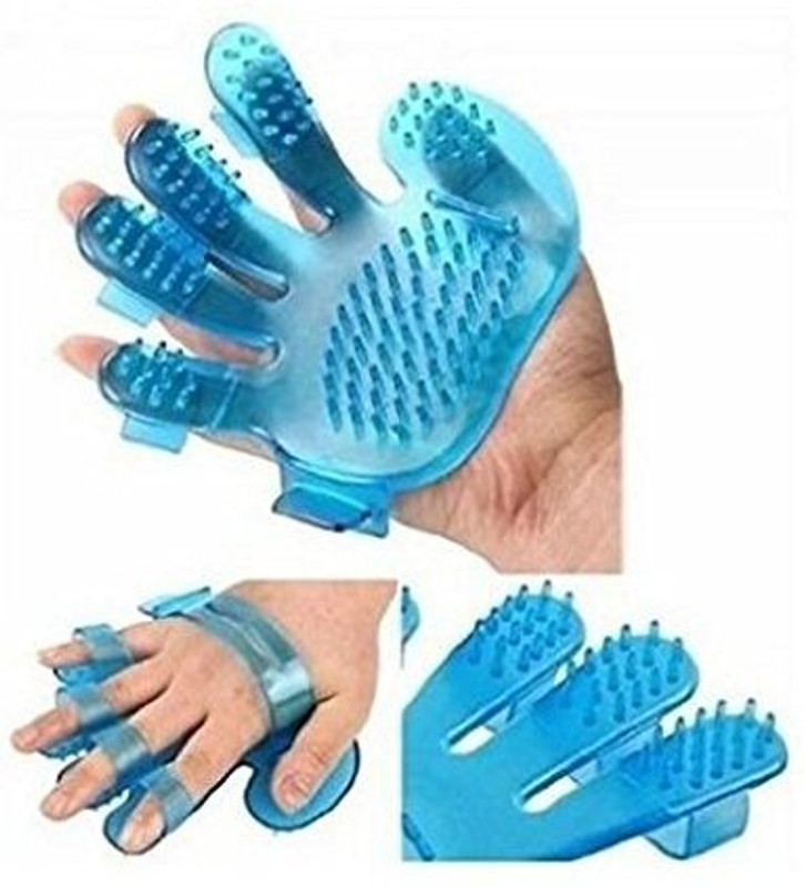 Wagster Pet Grooming Glove Hair Remover Bath Brush for Dogs & Cats Deshedding Plain/ Bristle Brushes for  Dog & Cat