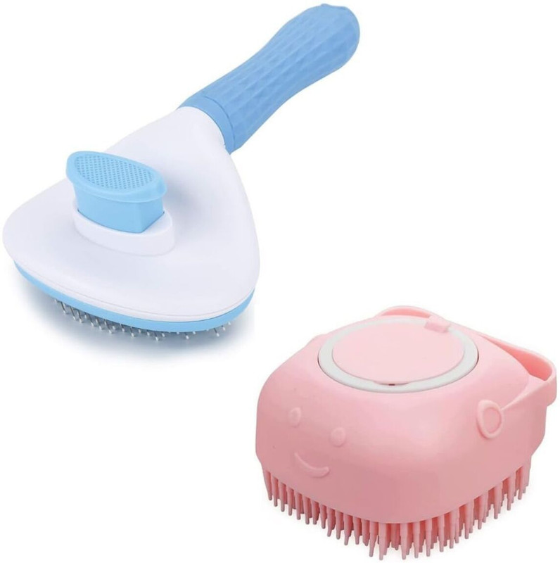 Masterstor Pet Grooming Shedding Brush & Dog Bath Brush Body Scrubber Set for Dogs and Cats Shedding Blade for  Dog & Cat