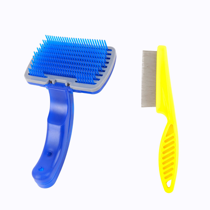 Regiis REGIIS Self-Cleaning Slicker Brush & Flea Comb Slicker Brushes for  Dog, Cat