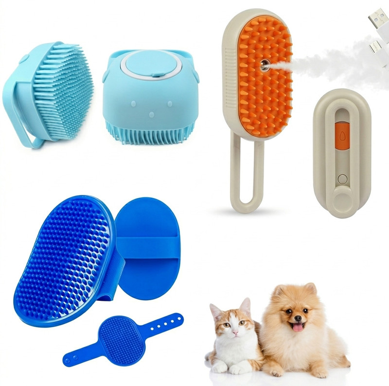 apnistore Cat & Dog Grooming Accessories – Soft Bristle Brush & Cleaning Kit Plain/ Bristle Brushes for  Dog & Cat