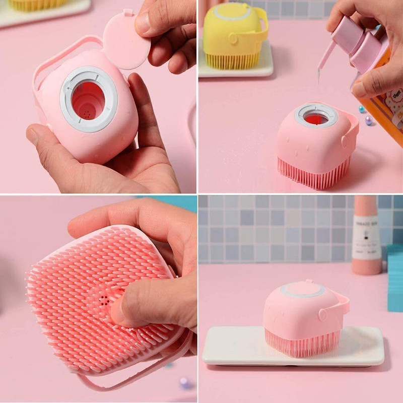 Petsoft Pet Shampoo Brush – Ideal for Bathing and Grooming Dogs and Cats Plain/ Bristle Brushes for  Dog & Cat