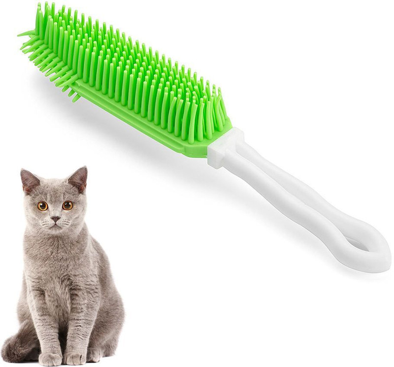Petsoft Soft Bristle Hair Removal Grooming Silicone Brush for Dogs & Cats Plain/ Bristle Brushes for  Dog & Cat