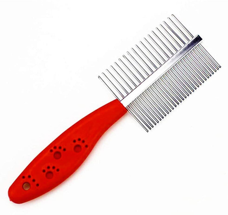 W9 Pet Products Double Sided Pet Comb Stainless Steel Pin Comb For Dog -Medium (RED) Rakes for Dog & Cat