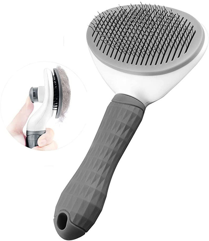 Zibuyu Feeko Dog Brush Pet Grooming Brush Slicker Dog Comb Self Cleaning Brush (Grey) Wire-pin Brushes for Dog