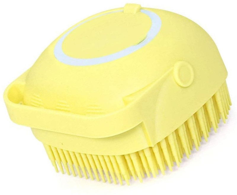 Black Apple Dog Bath Brush with Shampoo Container for Dogs and Cats Plain/ Bristle Brushes for  Dog & Cat