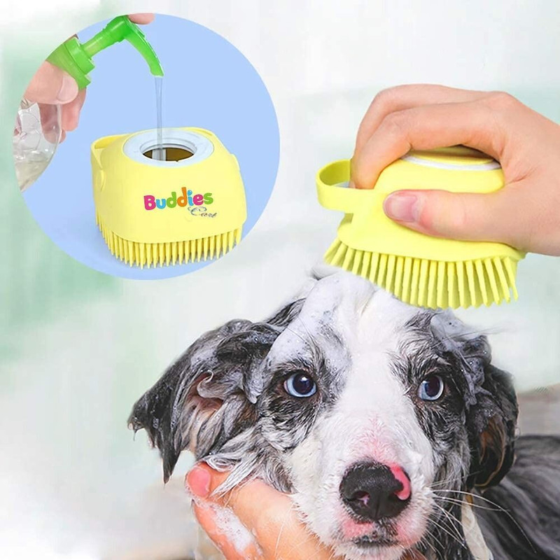 buddies cart Dog Bath Brush Body Scrubber Shampoo Dispenser Tick Remover Plain/ Bristle Brushes for Dog & Cat, Cow, Tortoise, Turtle, Bird, Donkey