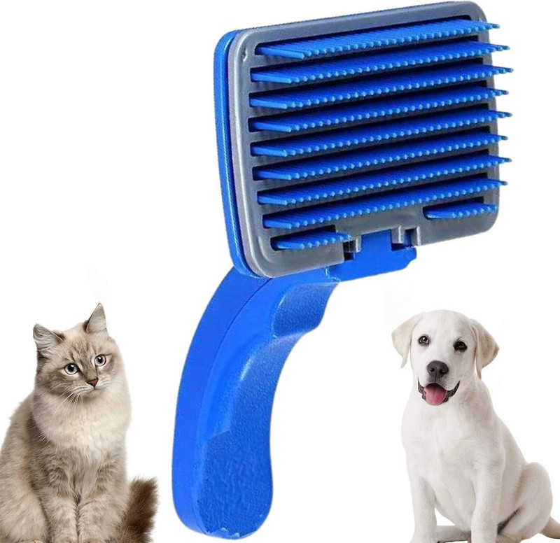 PAWS SAMRAT Self Cleaning Plastic Grooming Brush (Blue11 x 20 cm) Slicker Brushes for  Dog & Cat, Rabbit