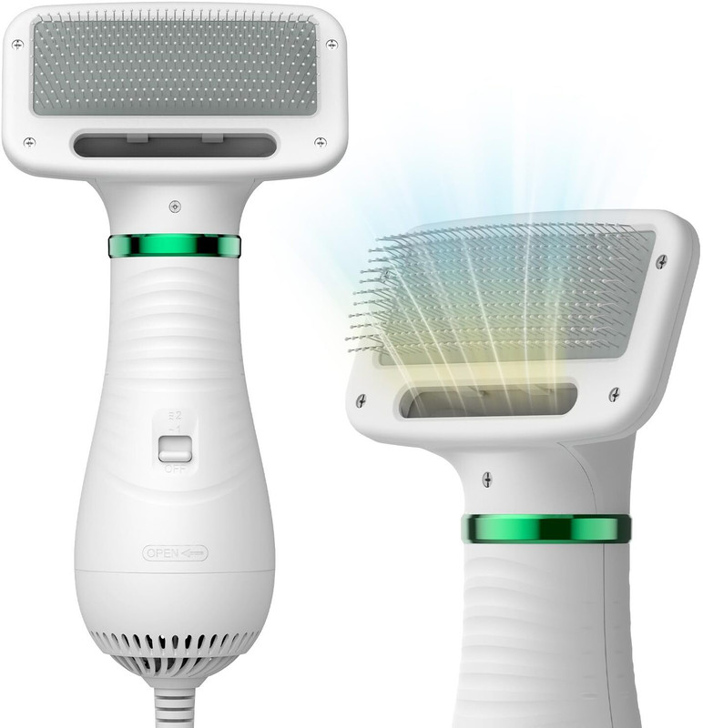 KAULDVISHE 2 in 1 Pet Grooming Dryer & Comb, Professional Adjustable Temperature Slicker Brushes for Dog & Cat