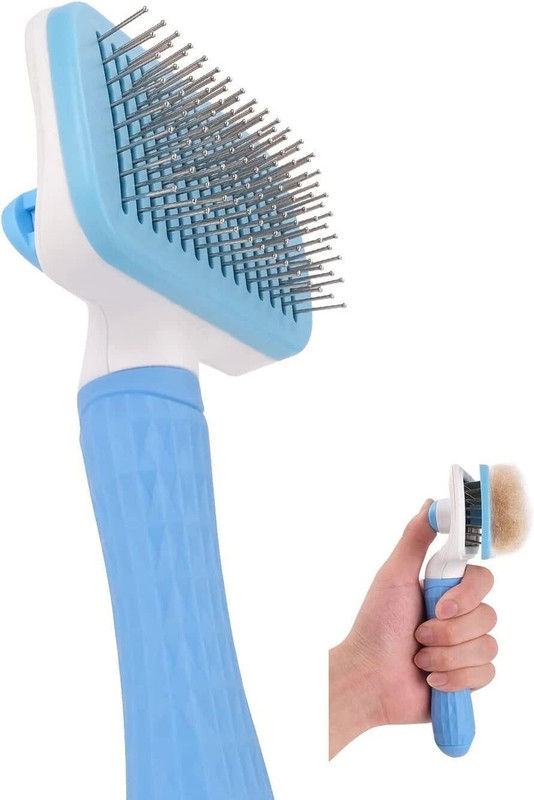 Pet Needs Self Cleaning Pet Grooming Brush with Round Head,Remove Excess and Dead Hair Slicker Brushes for Dog & Cat