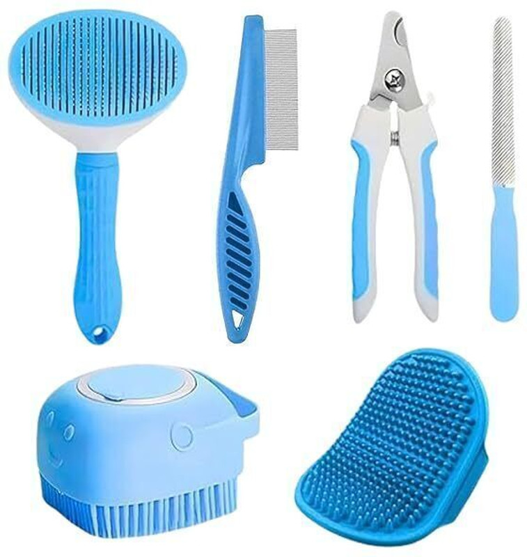 wagmart Pet Grooming Kit for Dogs & Cats | Brush, Comb, Nail Cutter, File & Bath Brush Slicker Brushes for  Cat, Dog