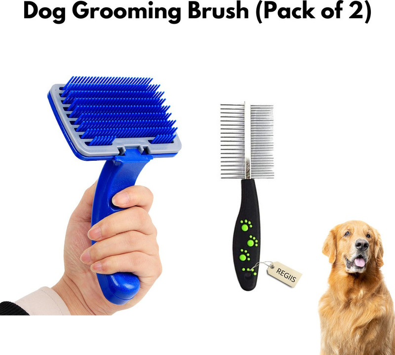 Regiis Dog Comb+ Slicker Brush ( Pack of 2 ) Basic Comb for  Dog & Cat