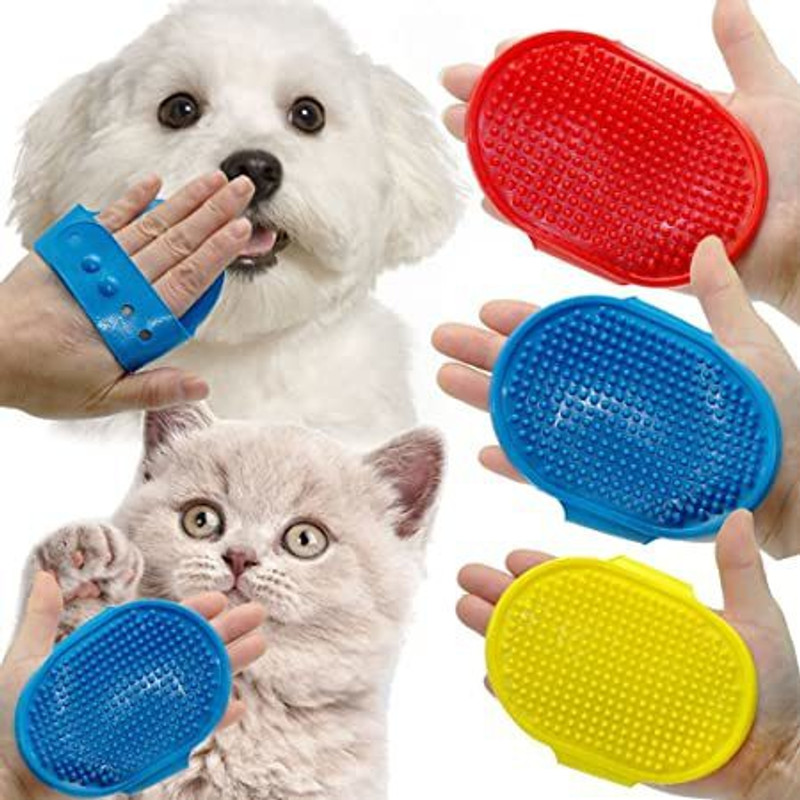 Pet Guard Shampoo Washing Soothing Massage Rubber Bristles Hand Brush Band Comb for Dogs Curry Comb for  Cat, Dog