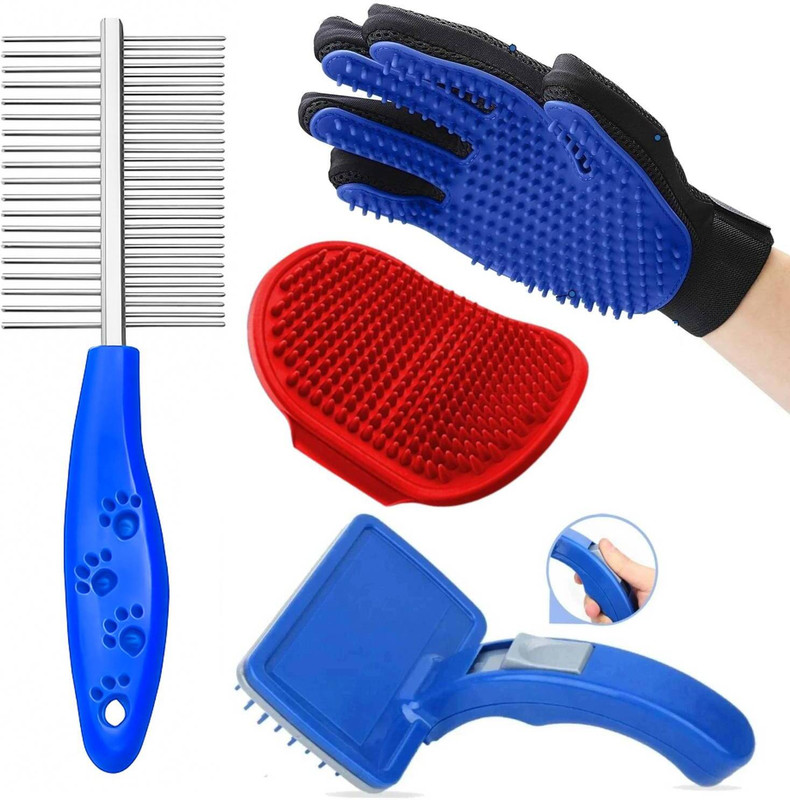 YOUHAVEDEAL Pet Grooming Combo for Dogs & Cat | Steel Comb, Bath Massage, Deshedding Glove & Slicker Brushes for  Dog, Rabbit, Monkey, Hamster, Squirrel, Dog & Cat