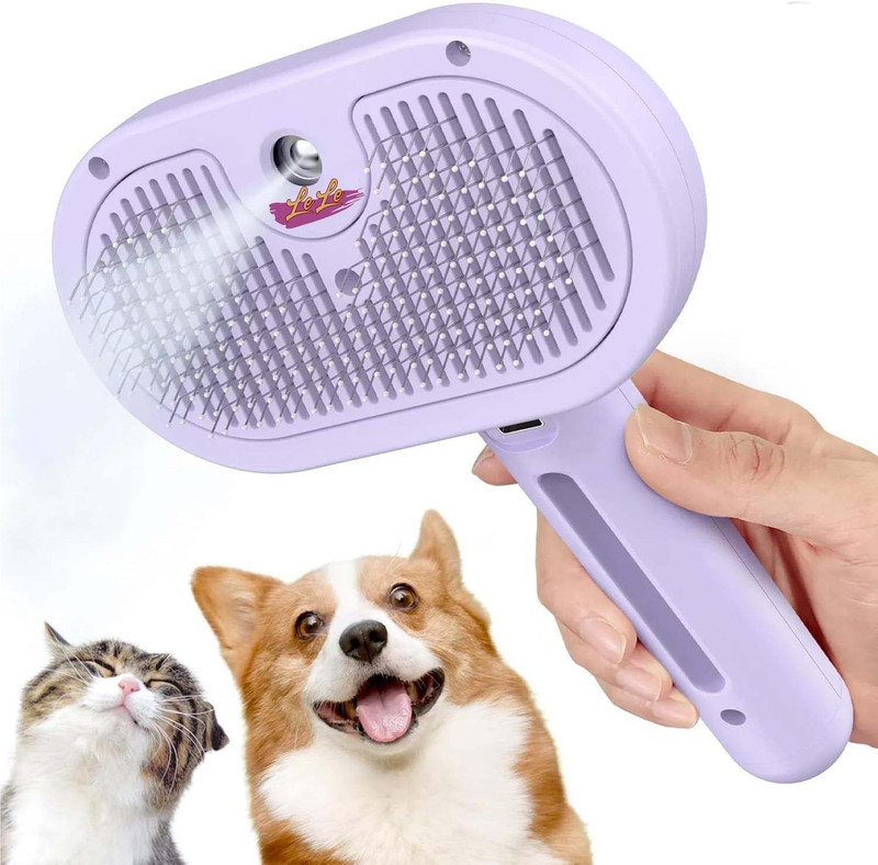 Lele Cat and Dog Comb Brush with Mist Spray and Selfcleaning rechargeable for pets Electronic Comb for Dog & Cat, Rabbit