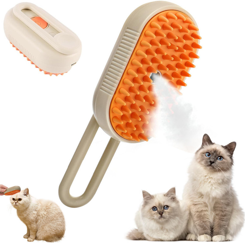 ORTIZA Electric Pet Steam Hair Brush Bath-free Pet Hair Cleaning Brush Grooming Brush Electronic Comb for  Dog & Cat