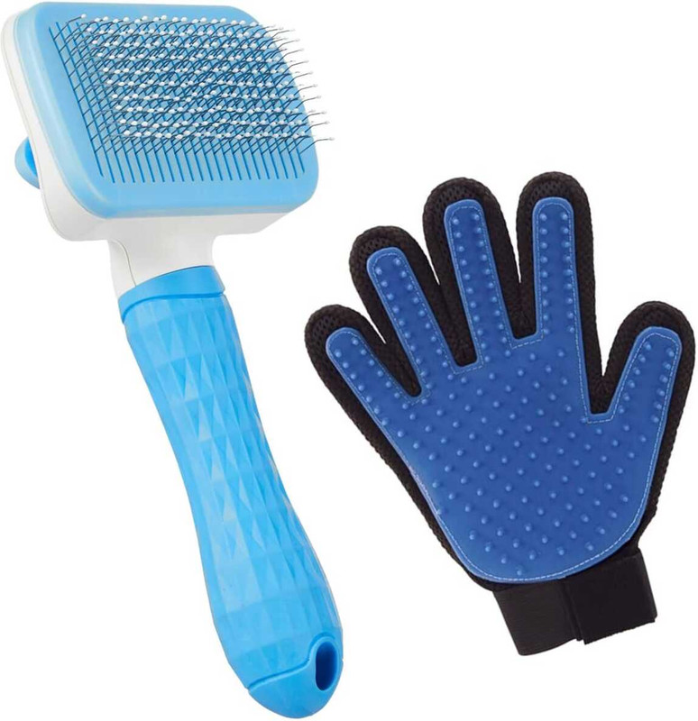 GPET Slicker grooming brush & Bath glove 2 in 1 combo pack Slicker Brushes for Dog & Cat