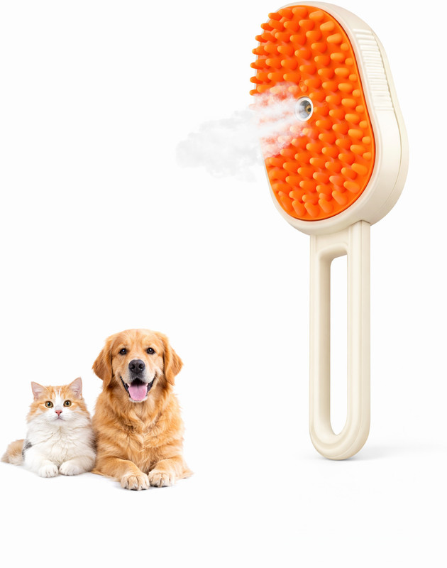 REMICH Electric Pet Steam Hair Brush with Handle for Grooming Cats & Dogs Electronic Comb for  Dog & Cat