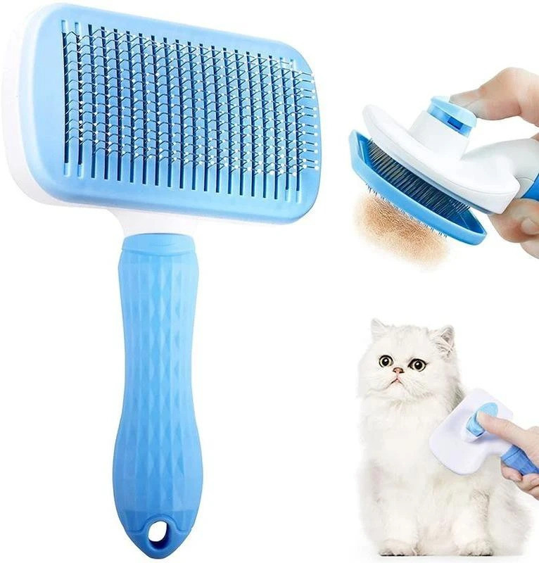 decorvaiz Pet Cleaning Slicker Brush Self Cleaning Shedding Brush With Handle Slicker Brushes for Dog, Cat, Rabbit, Hamster, Dog & Cat