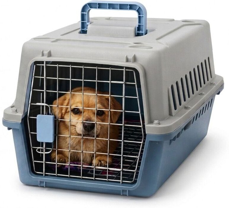PETSHOPPY Pet Carrier Fiber Cage, Ventilated Easy-Carry Handle Kennel House Hard Crate Pet Crate