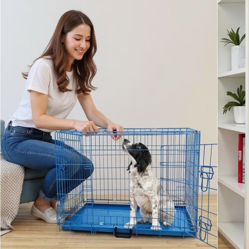 NATTNAK WE TRULY CARES NATTNAK Cage Tray | dog Puppy | 24 inch | Blue Soft Crate Pet Crate