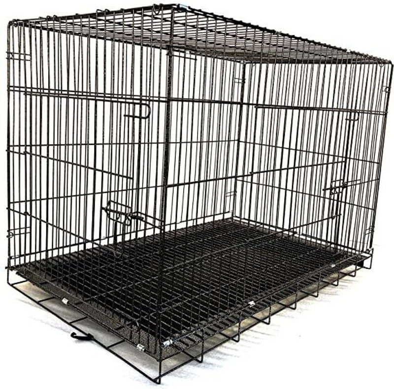 chullbull pet products 2.5ft Dual Door Folding Metal Dog Cage with Paw Protector, for Medium Dogs,Cat Hard Crate Pet Crate
