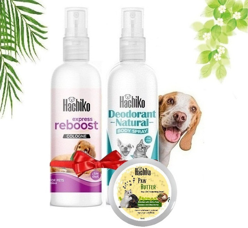 Hachiko Dog Deodorant Spray+Deodorizing Spray+Paw Butter Moisturizing & Soft Cream Deodorizer(215 ml, Pack of 3)