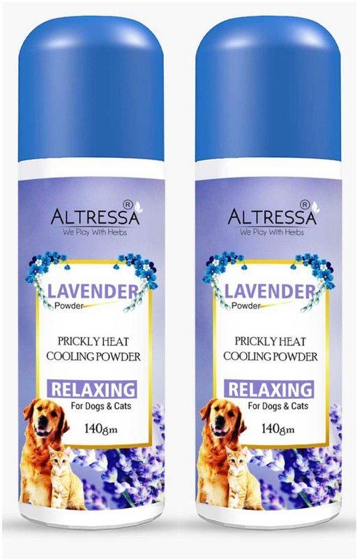 ALTRESSA Lavender Prickly Heat Cooling Pet Powder (140gm) Easy Application Deodorizer(180 g, Pack of 2)