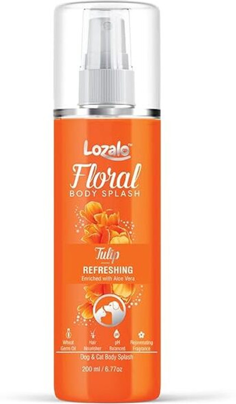 Lozalo Floral Tulip Body Splash for Dogs & Cats with Aloe Vera Refreshing, Pet Deodorizer(200 ml, Pack of 1)