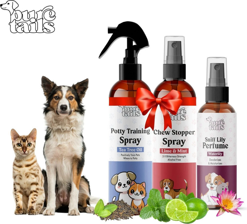 Pure Tails Tea Tree Oil, Lime & Mint, Pawberry (Blueberry) Deodorizer(100 ml, Pack of 3)