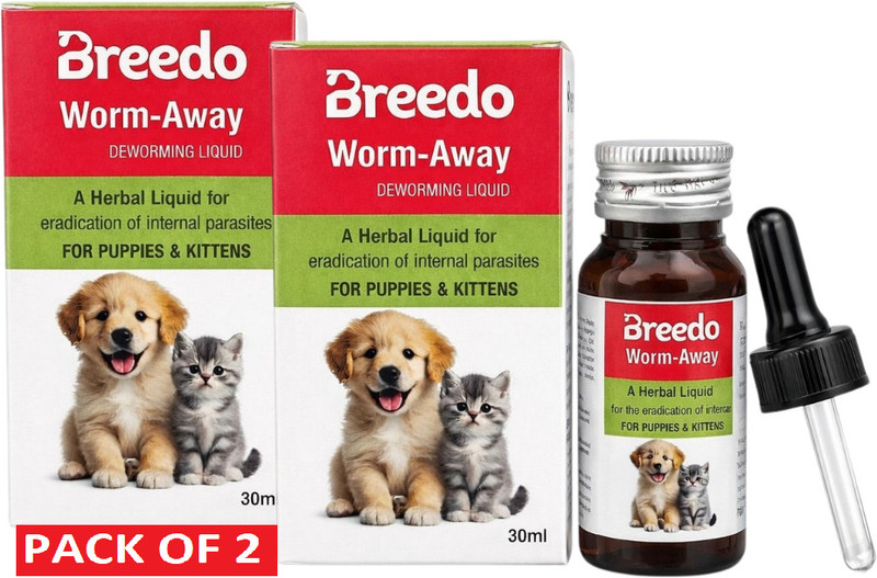 Breedo Dog Worm-Away Pet - Liquid Herbal Dewormer For Puppy and Cats - 30 ML Pet Dewormer((Puppy, Dogs, Cats))