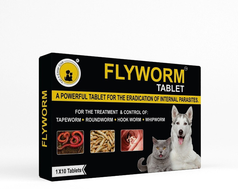 Tail & Collar Club FLYWORM Herbal (Pack 0f 10 Tablets) Pet Dewormer(Dog, Cat)