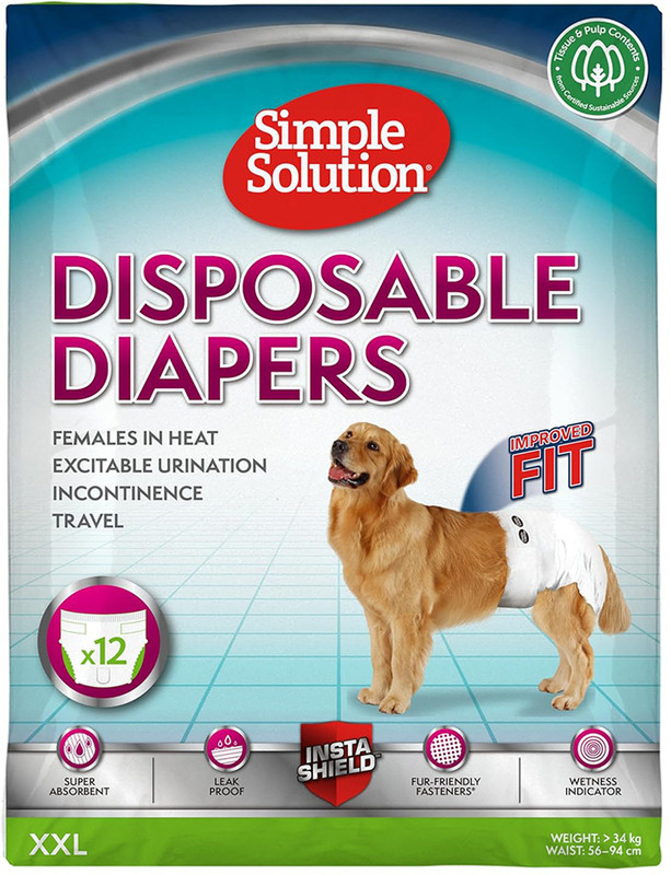 Simple Solution Disposable Diapers Medium (38-58cm) - 12 Diapers Disposable Dog Diapers(Pack of 1 M)