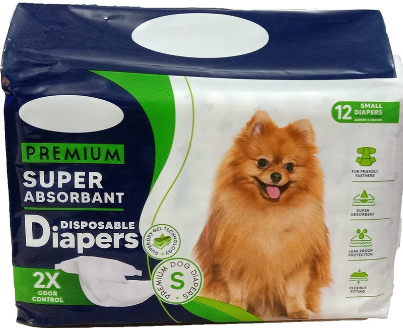 PetJoy 12 Pc Disposable Dog Diapers (XX-Large) Leak Proof Puppy Diapers Dog Nappy Pants Disposable Dog Diapers(Pack of 12 S)