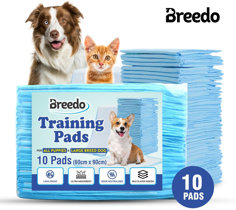 Breedo Regular Training Puppy Potty ,Toilet Pads for Dogs (60 X 90 cm) 10 Piece Disposable Dog Diapers(Pack of 10 XL)
