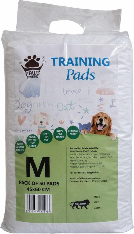 PAWS SAMRAT Pet Training Pads Dogs, Puppies & Cats , Super Absorbent Leakproof (45x60 cm) Disposable Dog Diapers(Pack of 25 M)