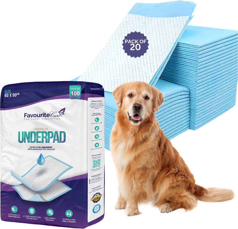 Favourite Caree Favourite Care Dog & Cat Training Pads Waterproof & High Absorbency (Pack of 20 Disposable Dog & Cat Diapers(Pack of 20 L)