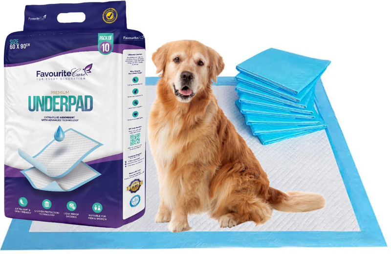 Favourite Care Dog & Cat Underpads 60×90 cm Pack of 10 Disposable Absorbent Training Pads Disposable Dog & Cat Diapers(Pack of 10 L)