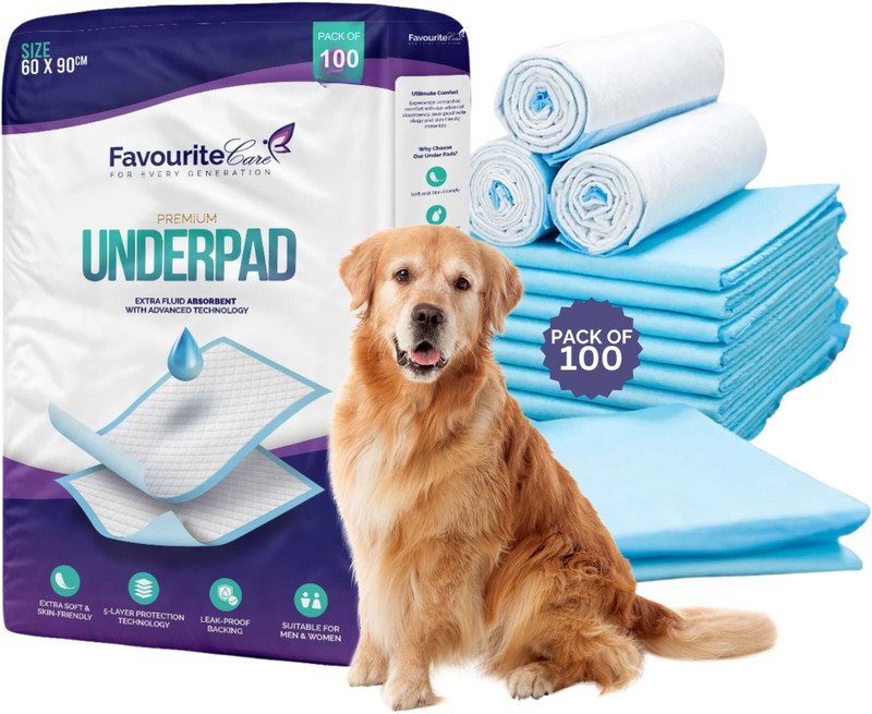 Favourite Care Pet Care Underpads | 60x90 cm | Waterproof Training Pads Disposable Dog & Cat Diapers(Pack of 100 L)