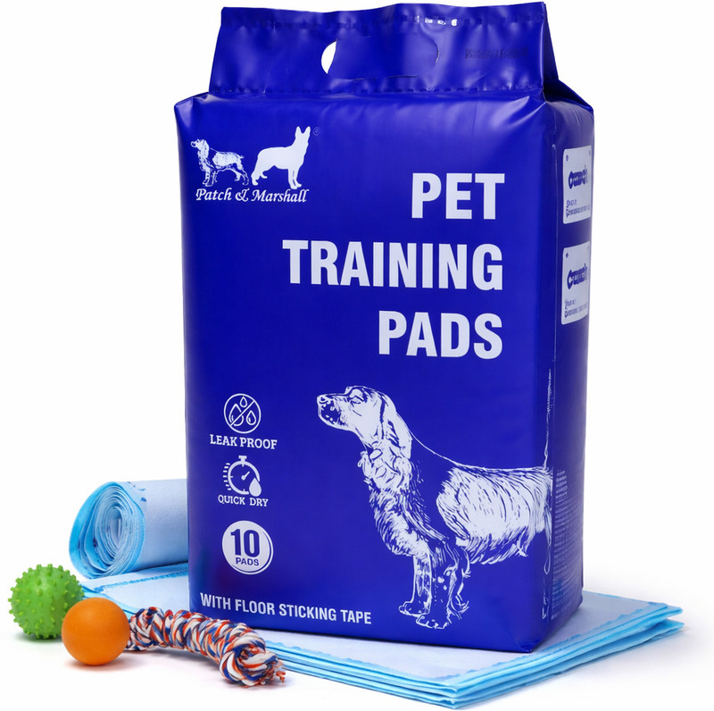 Patch and Marshall Basics XL Pet Training Pads with Floor Tape, Heavy Duty, 24hour use Disposable Dog Diapers(Pack of 10 XL)