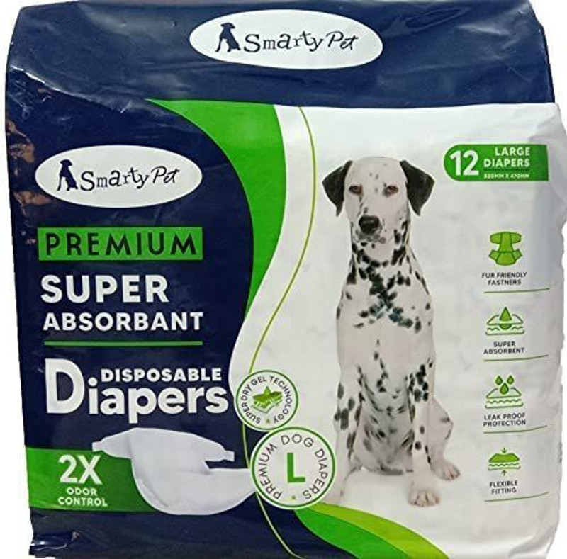 W9 Pet Disposable Diapers for Dogs And Puppies -(Large, 470mm X 320mm, 12 pcs) Disposable Dog Diapers(Pack of 12 L)