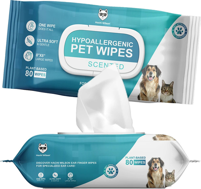 Hachi Wilson Wipes for Dogs Pets Cleaning Deodorising Body,Face Skin Pet pack of 3 (80*3) Pet Ear Eye Wipes(Pack of 240)