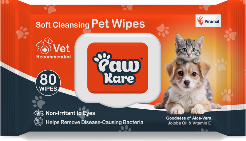 PawKare Pet Wipes for Dogs, Cats | Aloe, Vitamin E | Thick, Moist, pH Balanced, 80 Wipes Pet Ear Eye Wipes(Pack of 1)